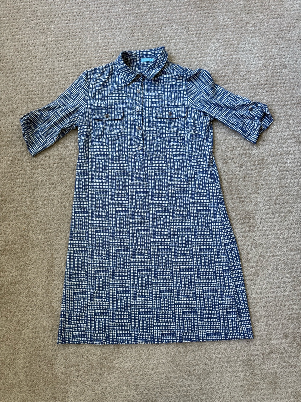 J. McLaughlin Blue and White Printed Polo Dress